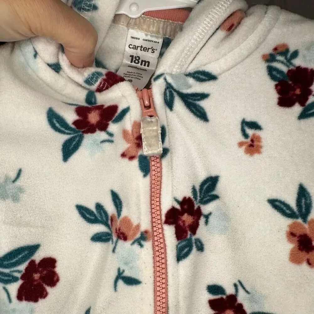Carters Girls Floral Fleece Pajamas‎ Size 18 Months
